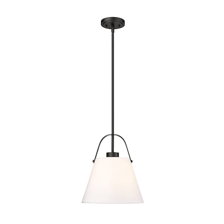 Z-Lite Z-Studio Pendant, 1-Light, 12.5 In.W x 14 In.H, Matte Black/Ivory 743P12-MB